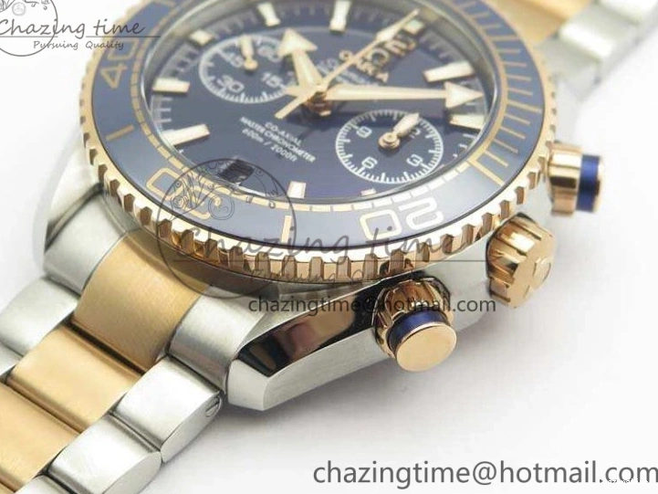 0412 Seamaster Pro Chrono SS RG OM Best Edition Blue Ceramic Blue Dial On SS RG Bracelet A Snug 8129